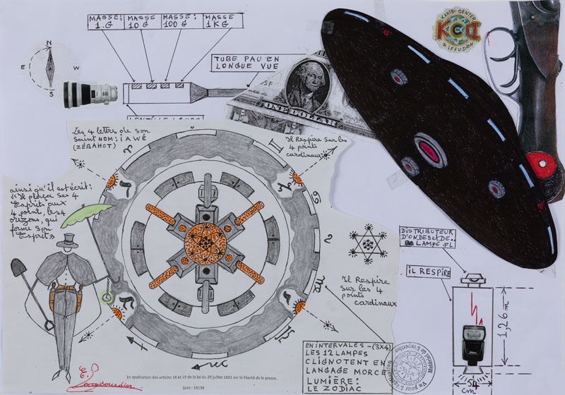 Collage et dessin d’Eugène Lambourdière dit Maurice