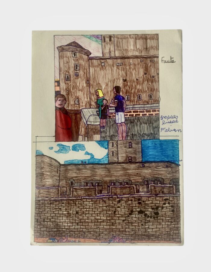 Fabienne Rousseau – Art brut contemporain / Outsider Art Fabienne Rousseau — art brut contemporain / outsider art, scène intérieure expressive.